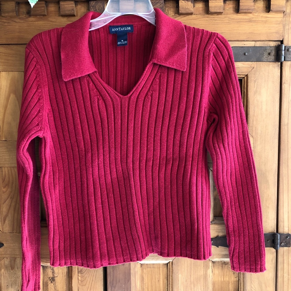 V-Neck Sweater with Collar